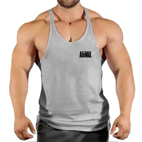 Summer Animal Gym Stringer Tank Top Men Cotton Clothing Bodybuilding