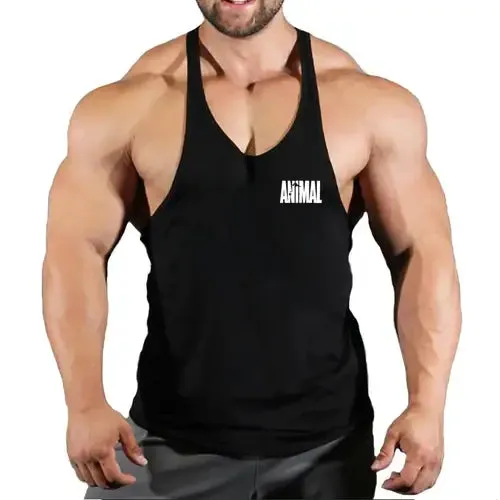 Summer Animal Gym Stringer Tank Top Men Cotton Clothing Bodybuilding