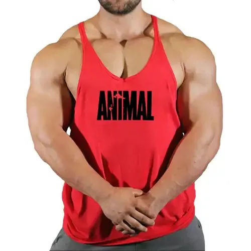 Summer Animal Gym Stringer Tank Top Men Cotton Clothing Bodybuilding