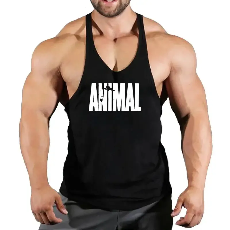 Summer Animal Gym Stringer Tank Top Men Cotton Clothing Bodybuilding