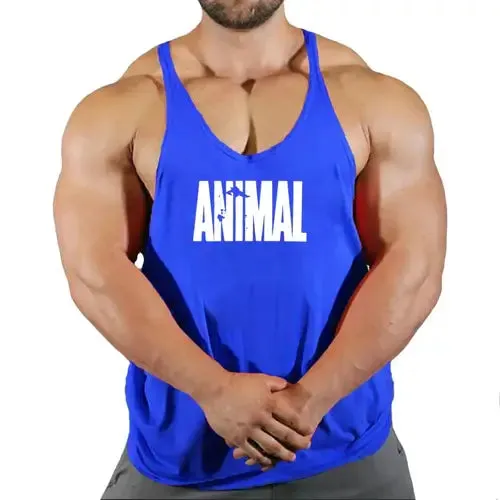 Summer Animal Gym Stringer Tank Top Men Cotton Clothing Bodybuilding