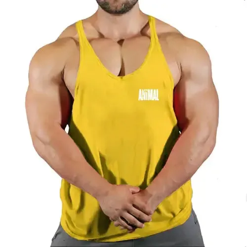 Summer Animal Gym Stringer Tank Top Men Cotton Clothing Bodybuilding