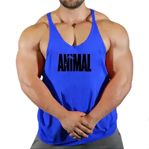 Summer Animal Gym Stringer Tank Top Men Cotton Clothing Bodybuilding