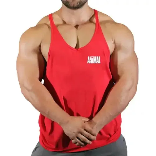 Summer Animal Gym Stringer Tank Top Men Cotton Clothing Bodybuilding