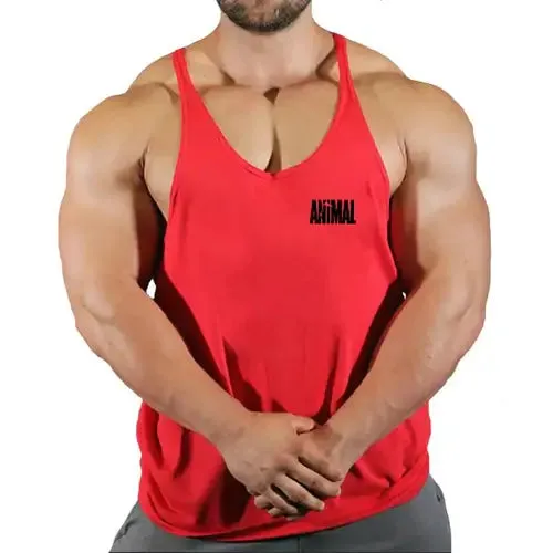 Summer Animal Gym Stringer Tank Top Men Cotton Clothing Bodybuilding