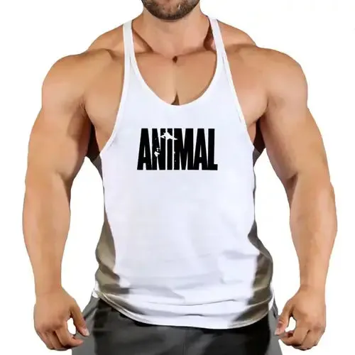 Summer Animal Gym Stringer Tank Top Men Cotton Clothing Bodybuilding