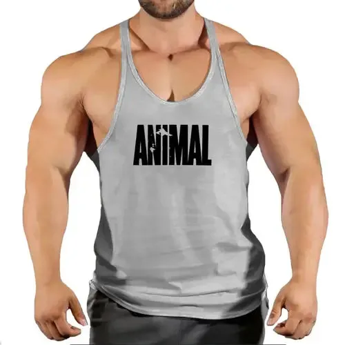 Summer Animal Gym Stringer Tank Top Men Cotton Clothing Bodybuilding