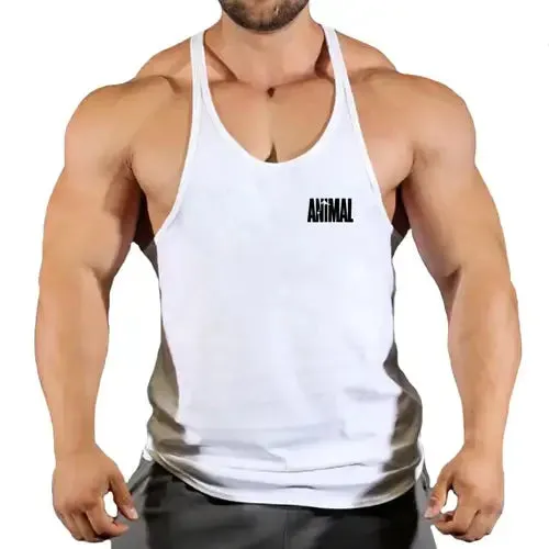 Summer Animal Gym Stringer Tank Top Men Cotton Clothing Bodybuilding