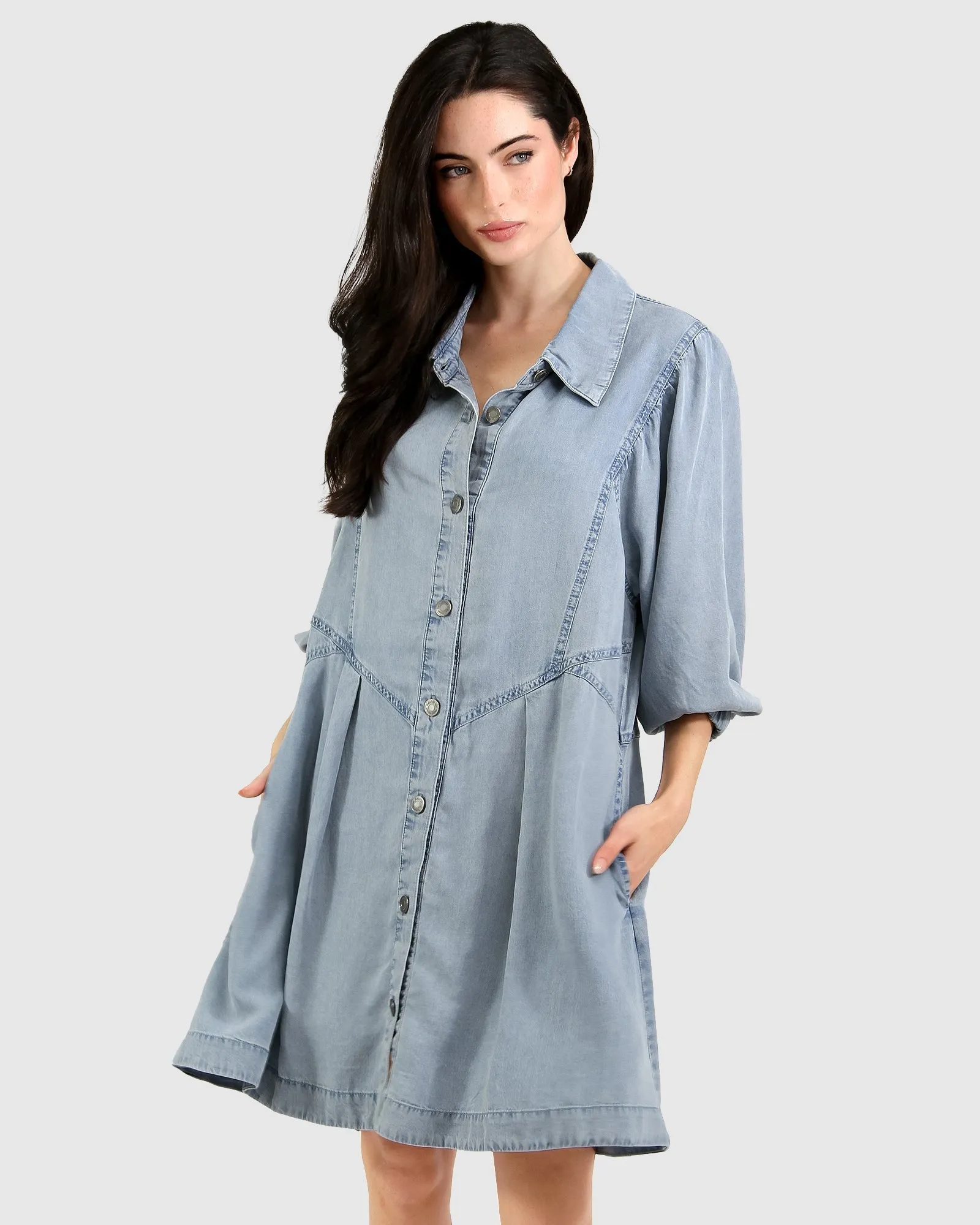 Supercut Denim Dress - Mid Denim