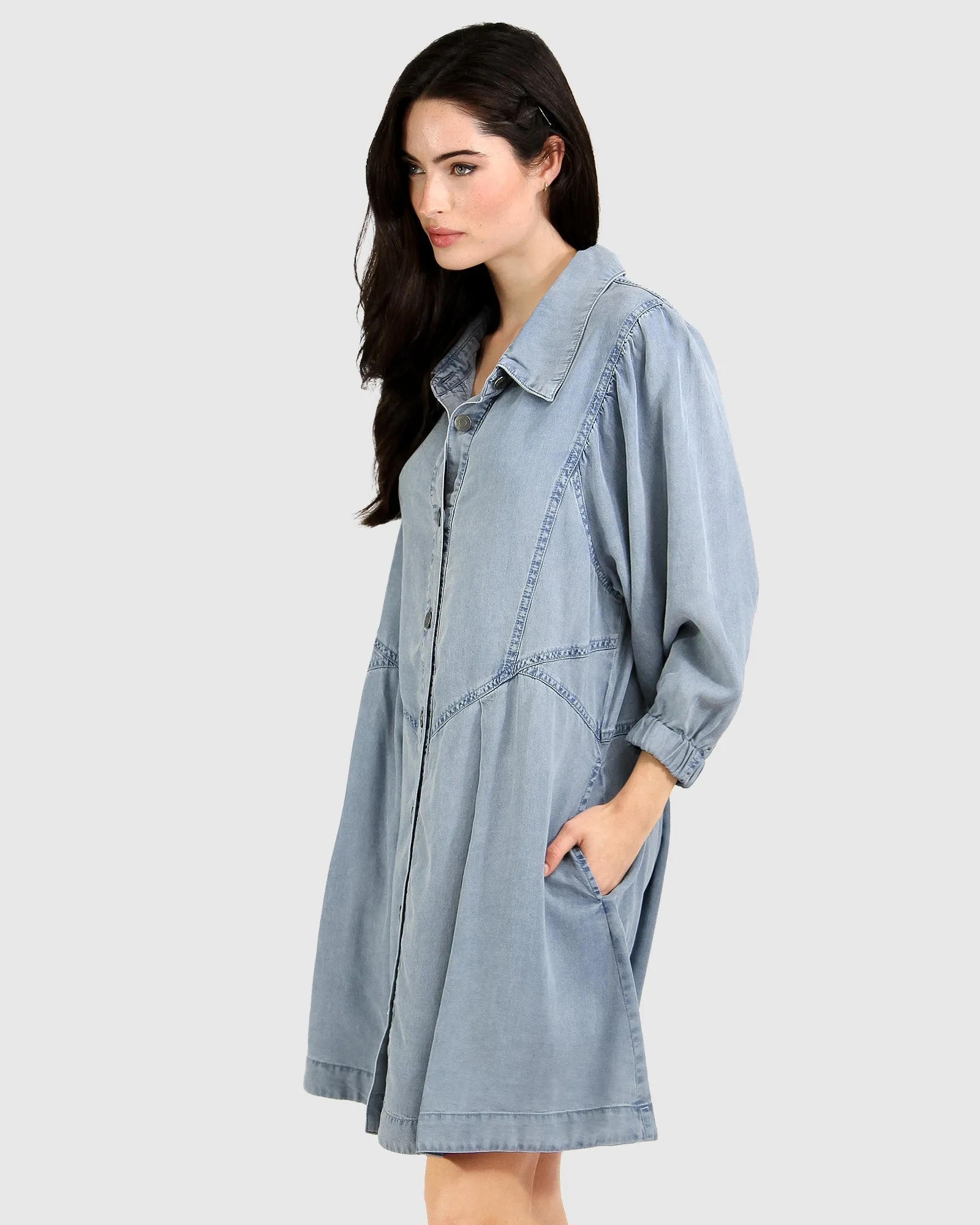 Supercut Denim Dress - Mid Denim