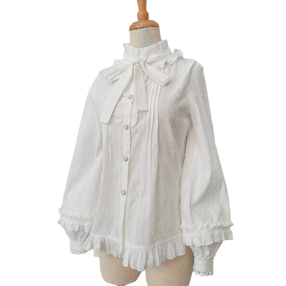 Sweet Ruffled Collar Long Sleeve Lolita Cotton Shirt by Yiliya