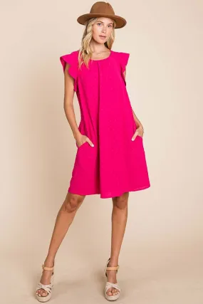 Swiss Dot Ruffle Sleeve Dress