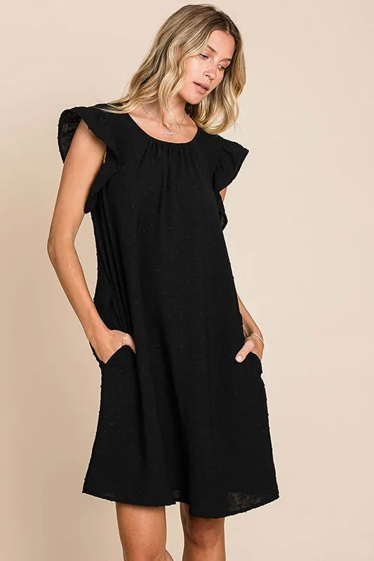 Swiss Dot Ruffle Sleeve Dress