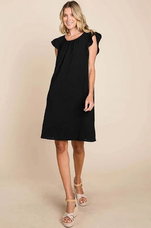 Swiss Dot Ruffle Sleeve Dress