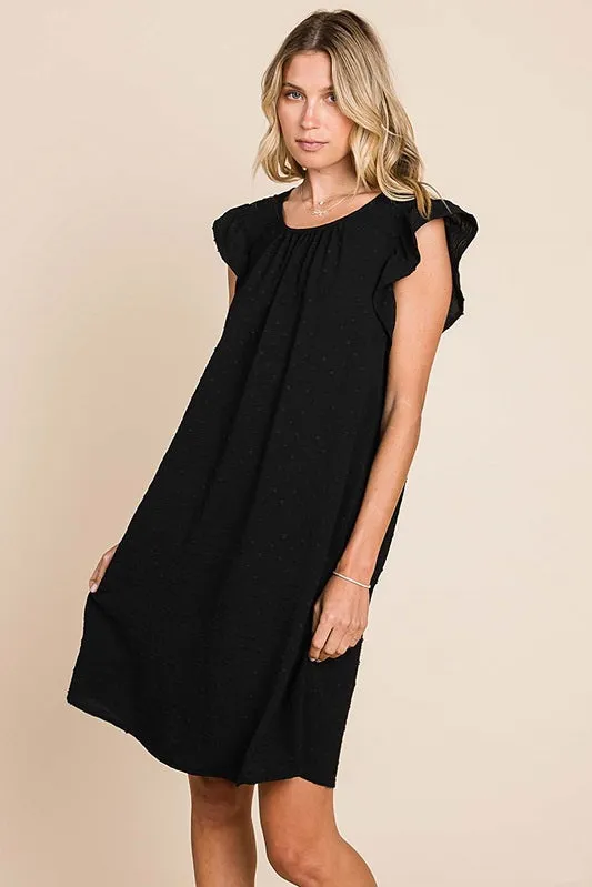 Swiss Dot Ruffle Sleeve Dress