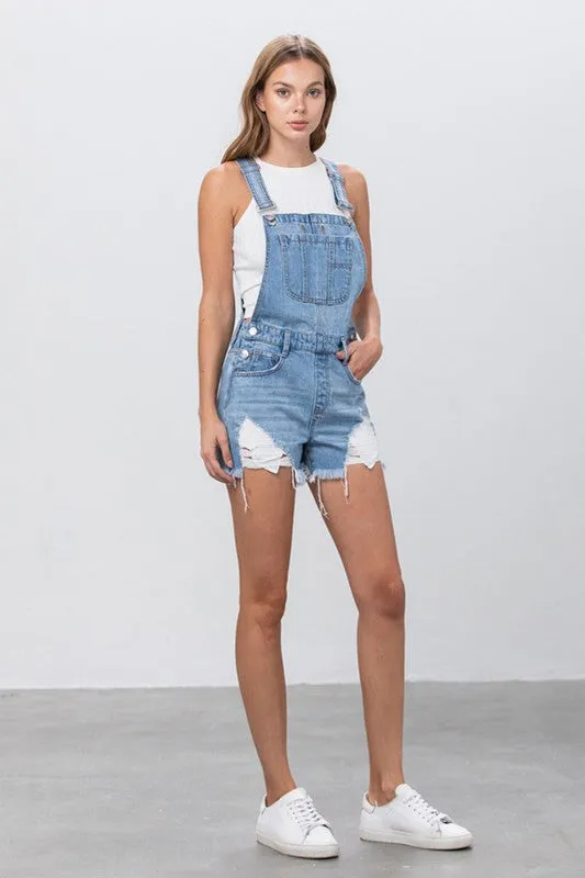 TEEK - LIGHT DENIM OVERALL SHORTS