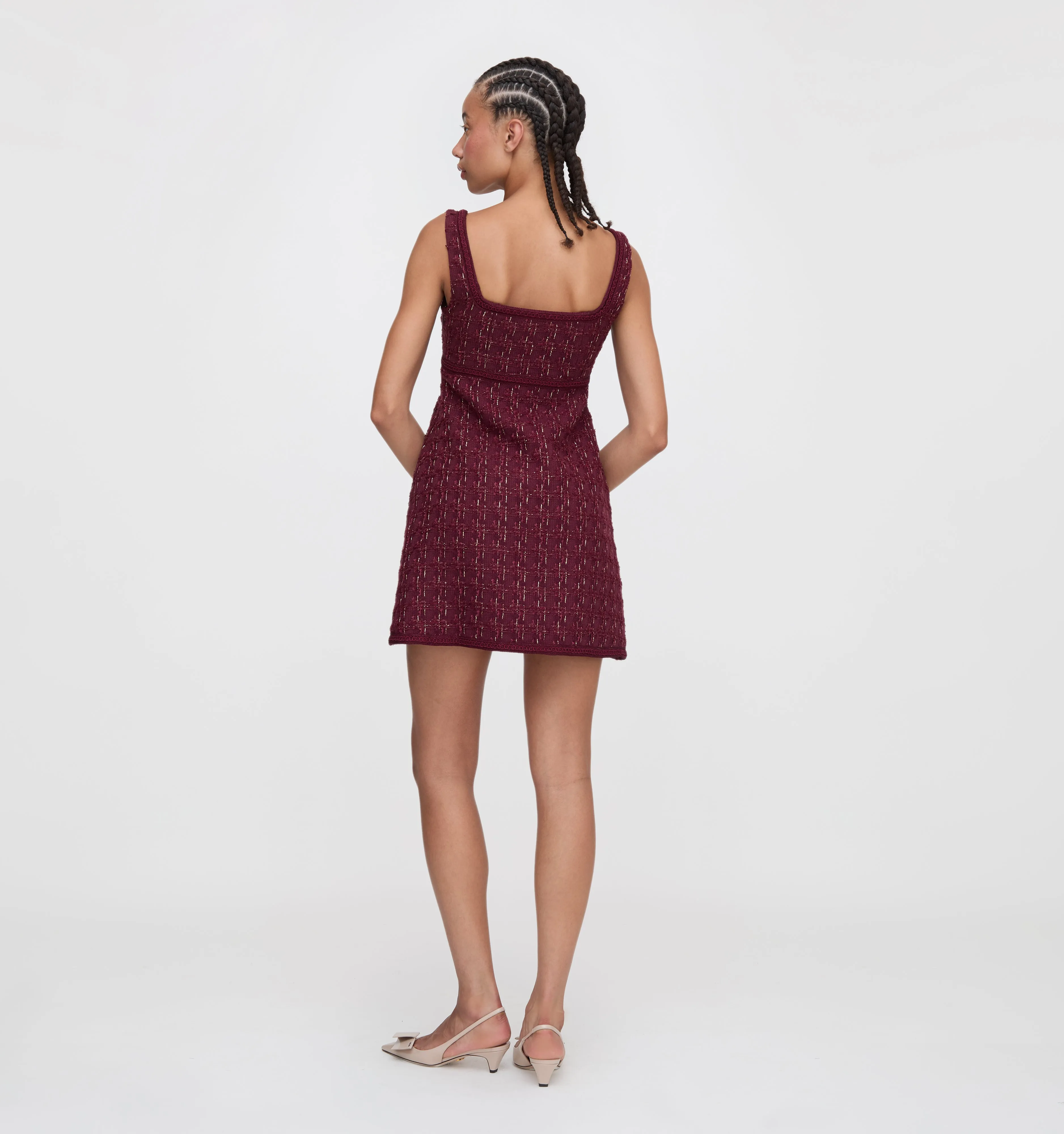 The Bennett Dress - Burgundy Tweed