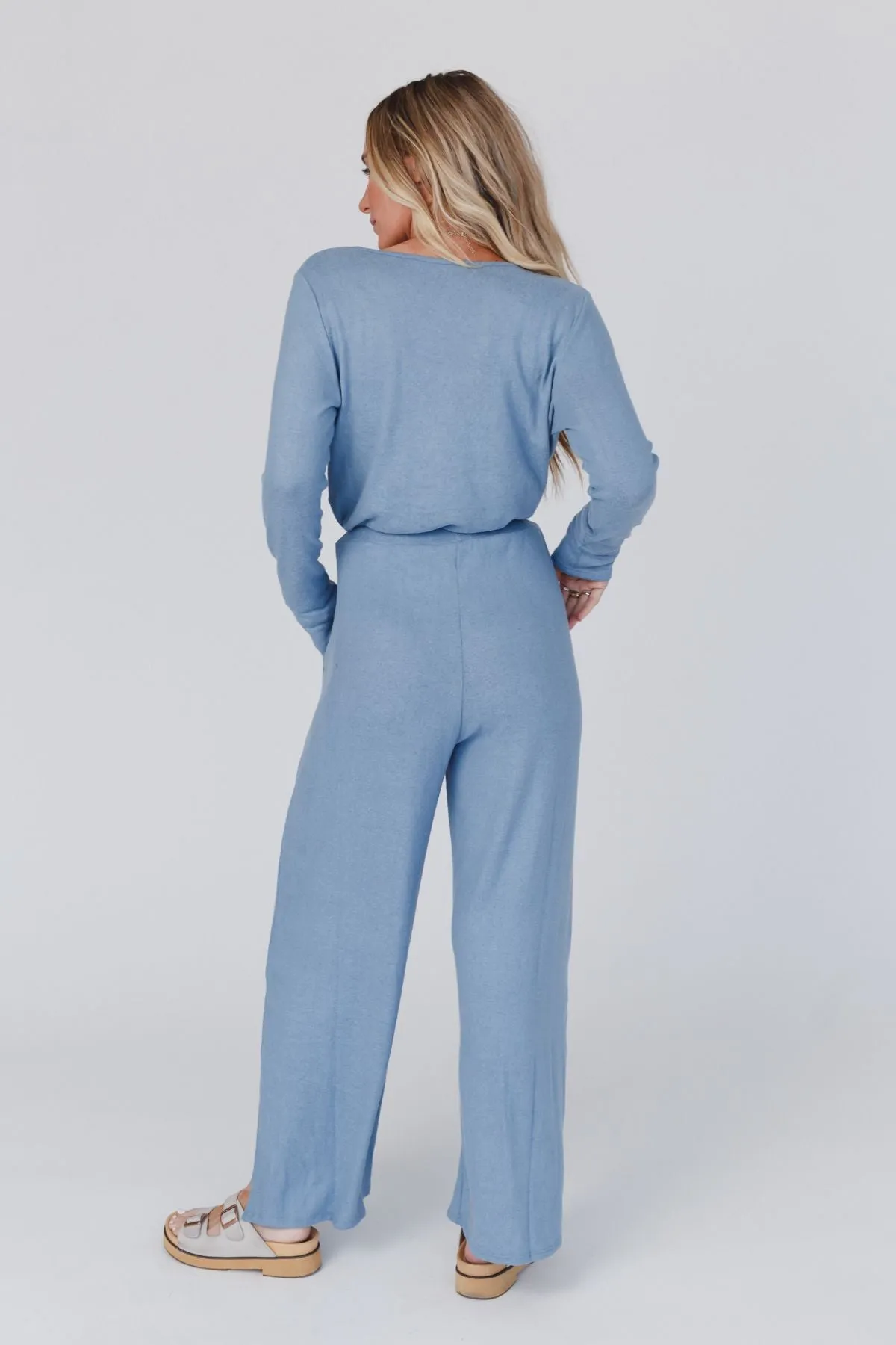 The Nest As It Was Cross Front Jumpsuit - Blue Denim