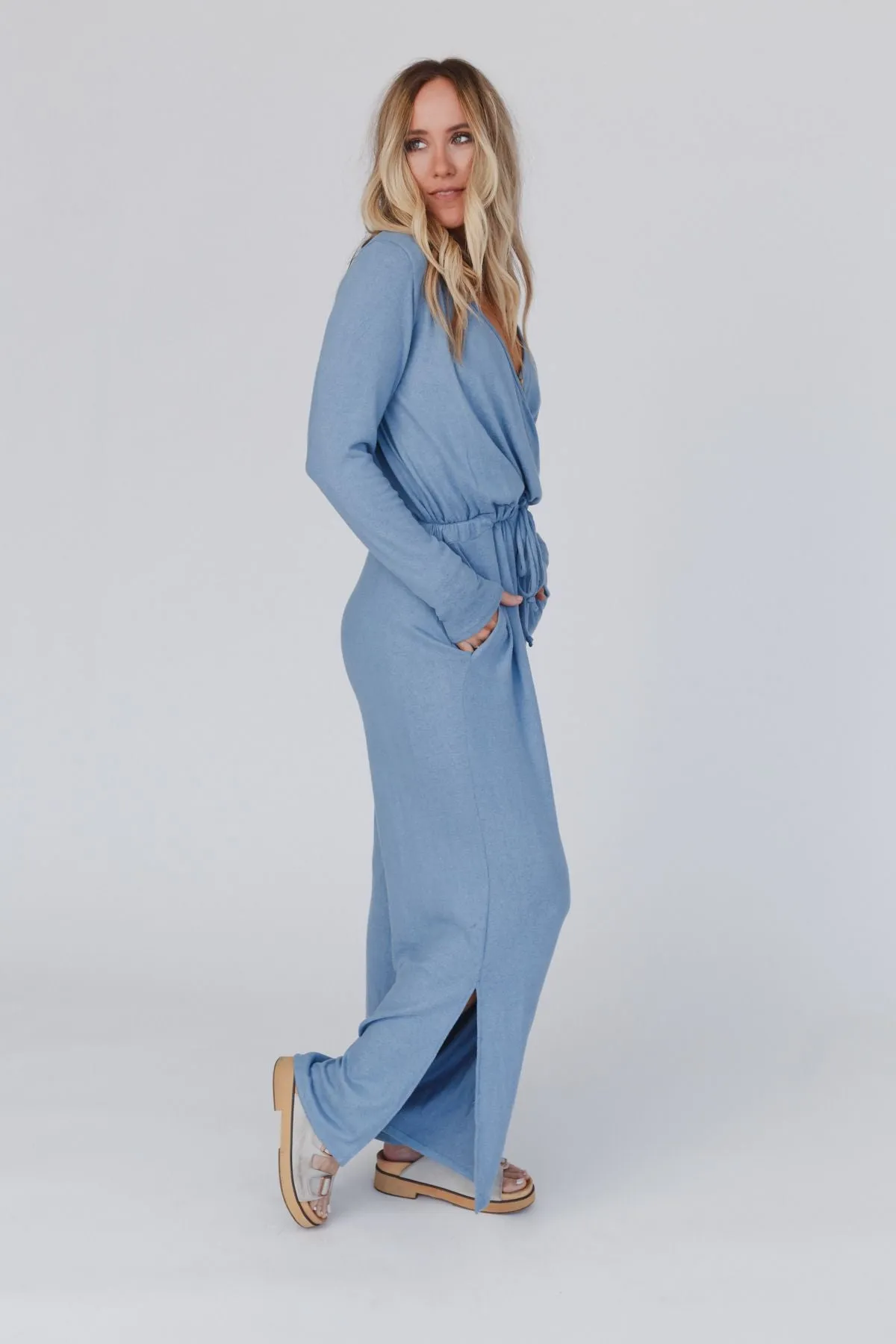 The Nest As It Was Cross Front Jumpsuit - Blue Denim