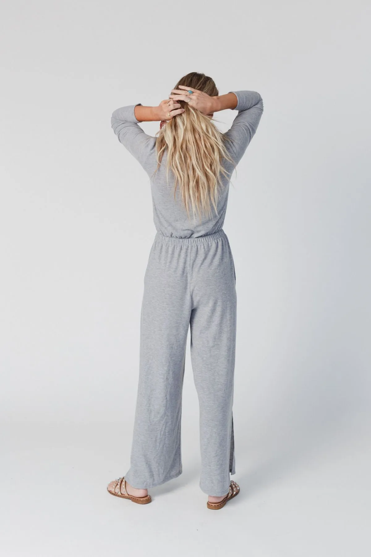 The Nest As It Was Cross Front Jumpsuit - Heather Gray