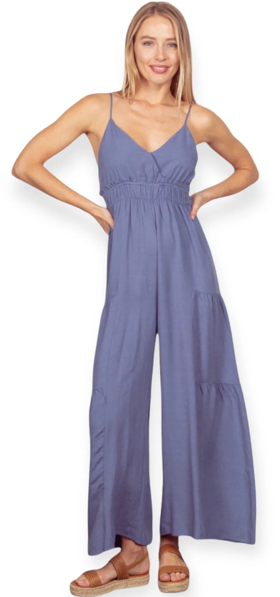 The Savannah Wide Leg Jumpsuit- Blue