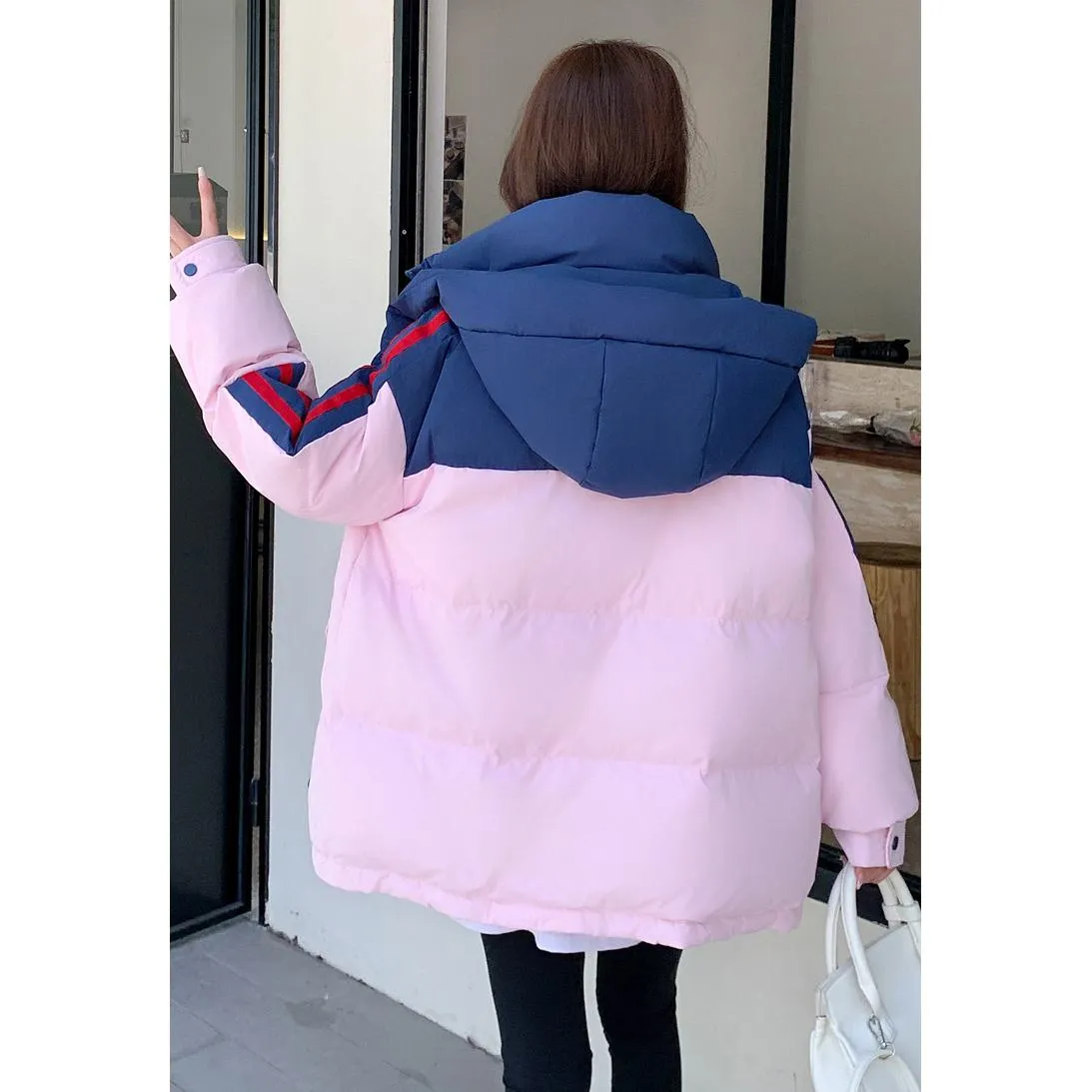 Thickened Color Clash Puffer Jacket