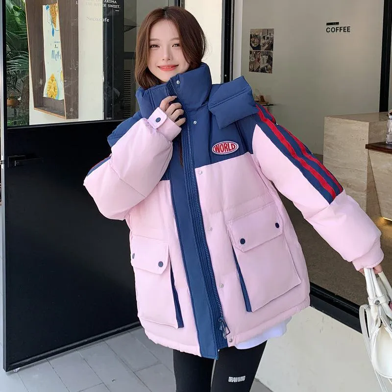 Thickened Color Clash Puffer Jacket