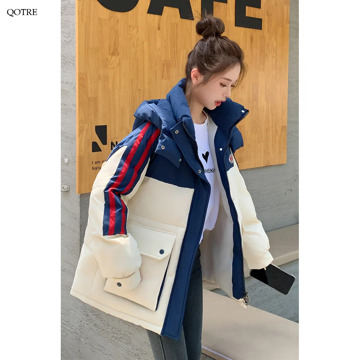 Thickened Color Clash Puffer Jacket