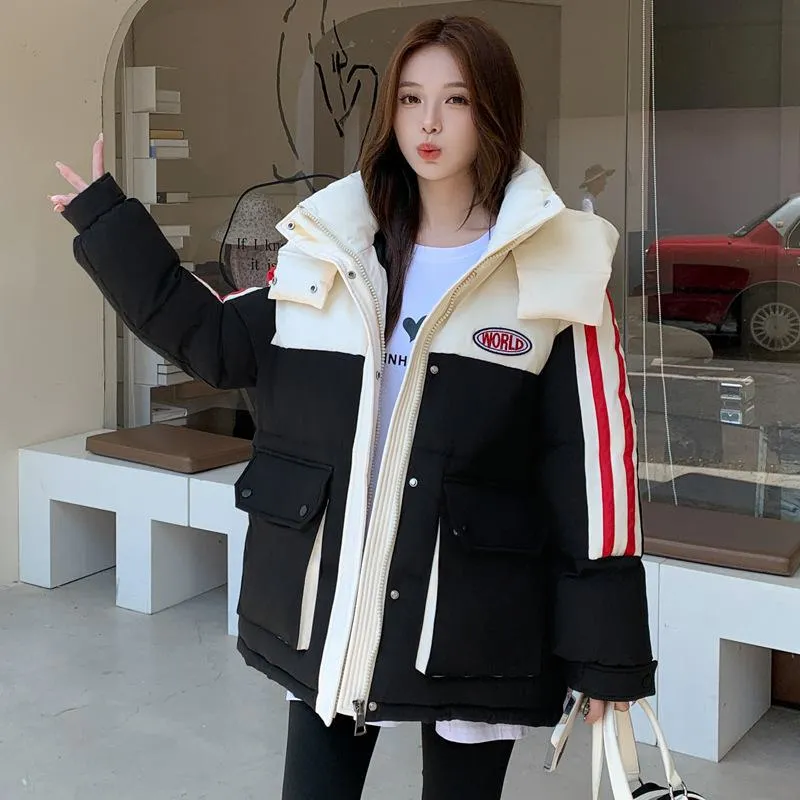 Thickened Color Clash Puffer Jacket