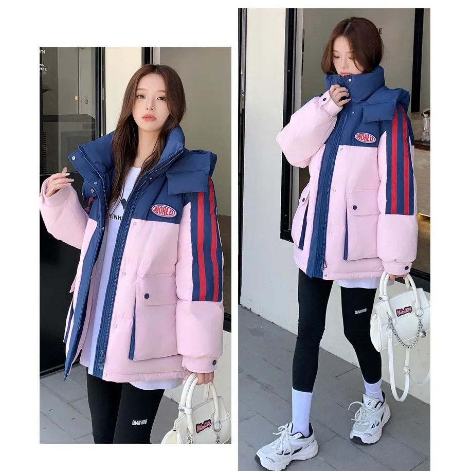 Thickened Color Clash Puffer Jacket