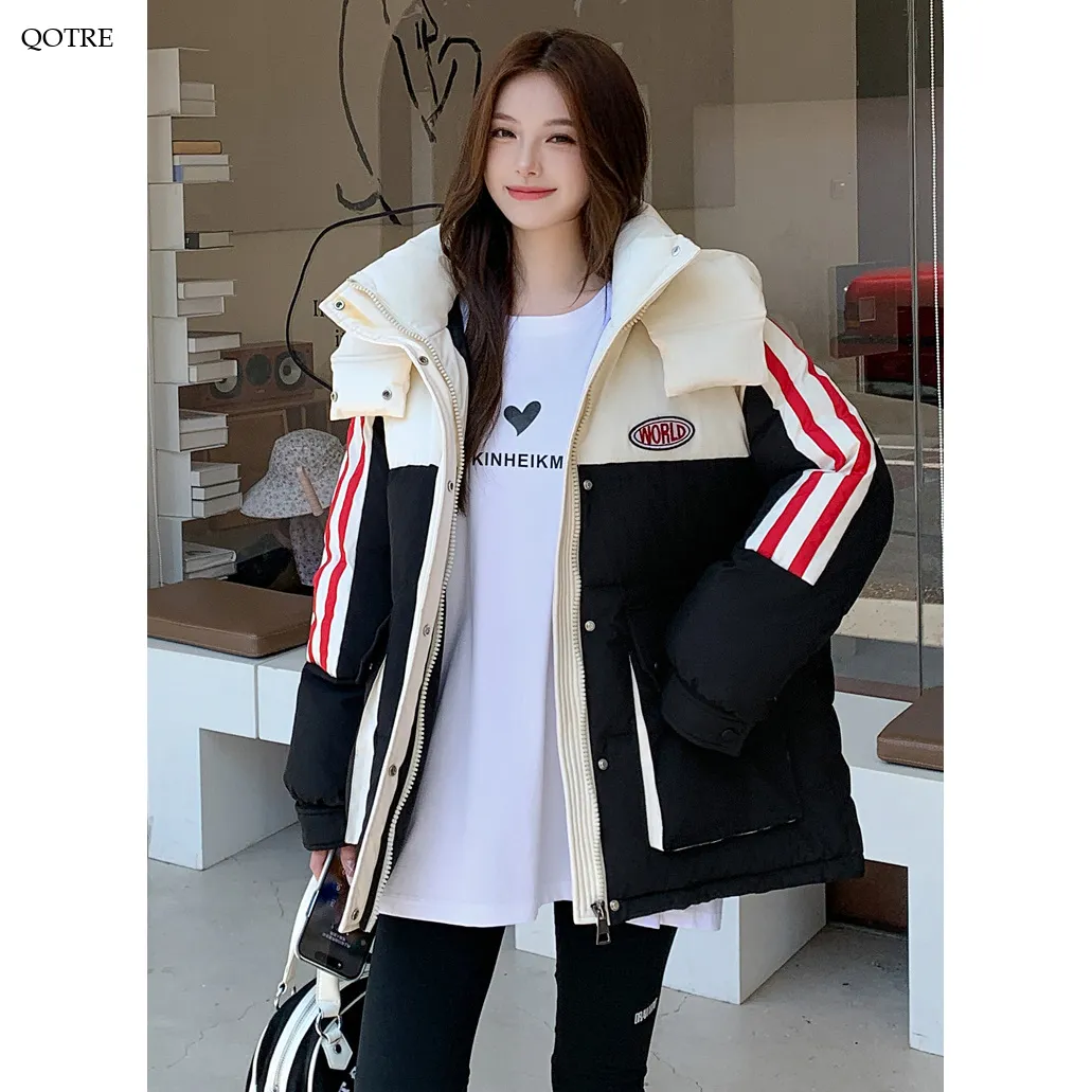 Thickened Color Clash Puffer Jacket