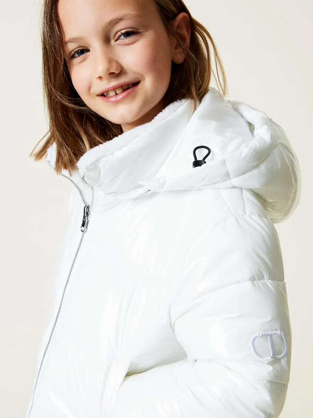 TWINSET Girl's Reversible puffer jacket with faux fur-222GJ211E