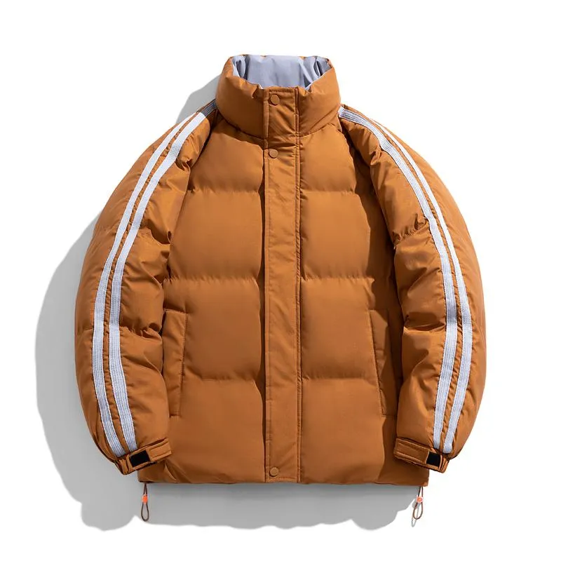 Two Stripes Trendy Stand-Up Collar Thickened Puffer Jacket