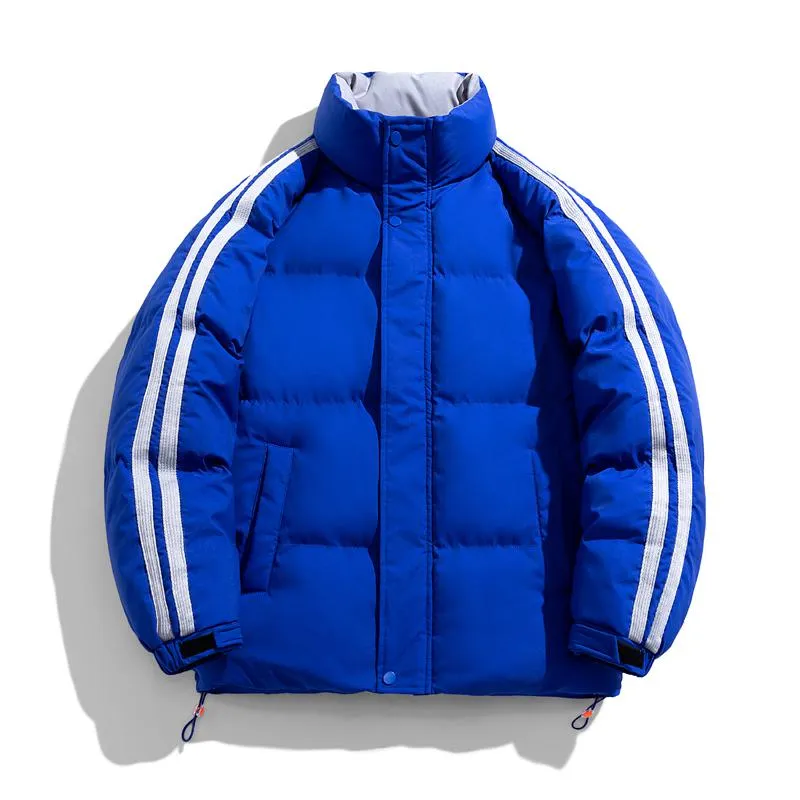 Two Stripes Trendy Stand-Up Collar Thickened Puffer Jacket