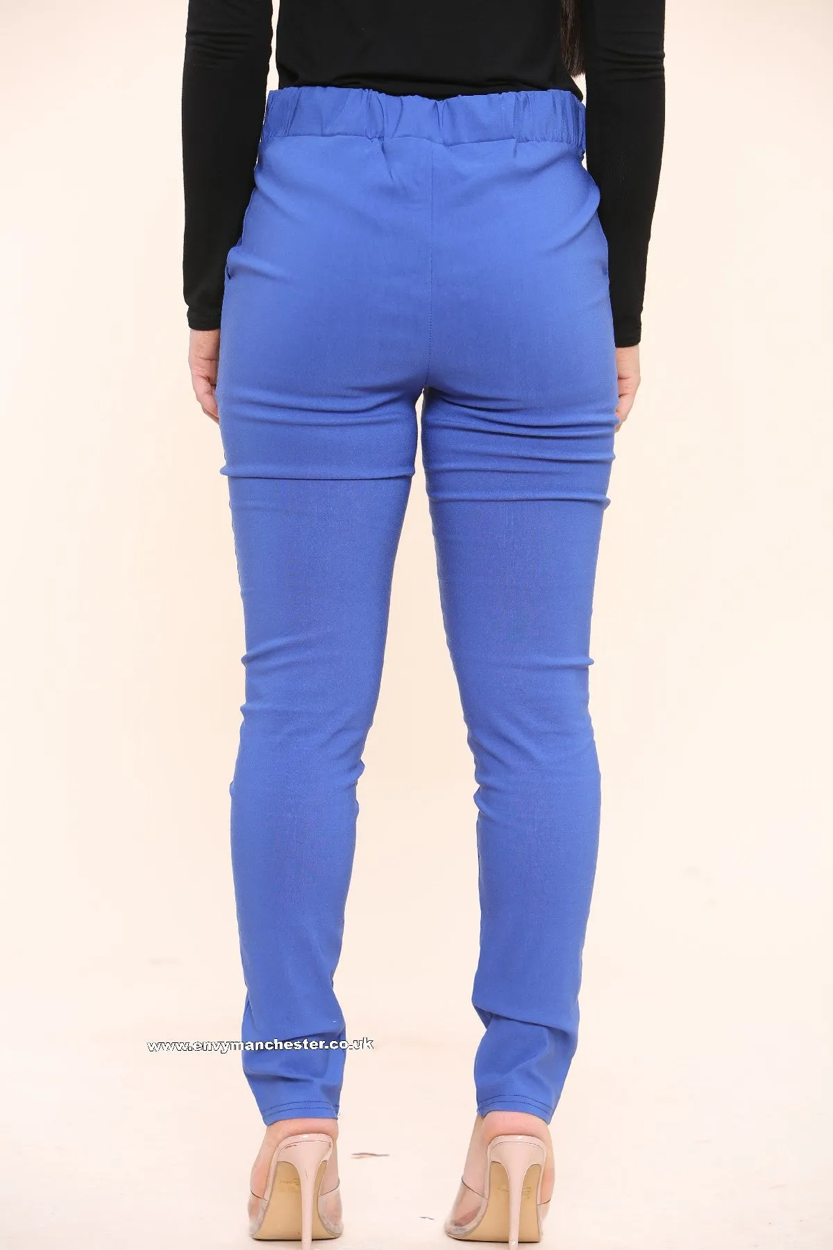 UK Stretch Slim Leg Plain Trousers