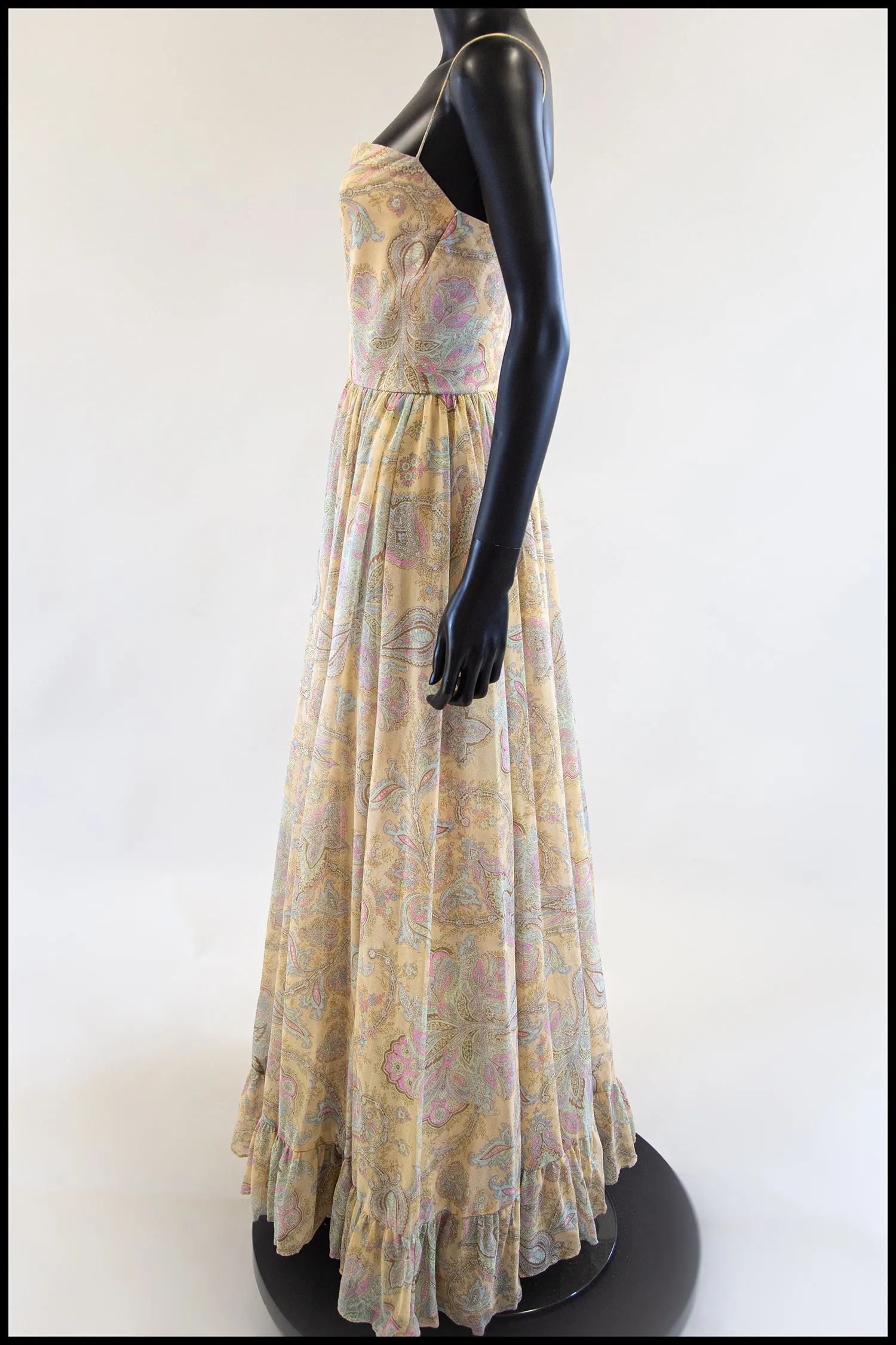 Vintage 1970s Paisley Print Maxi Dress and Jacket