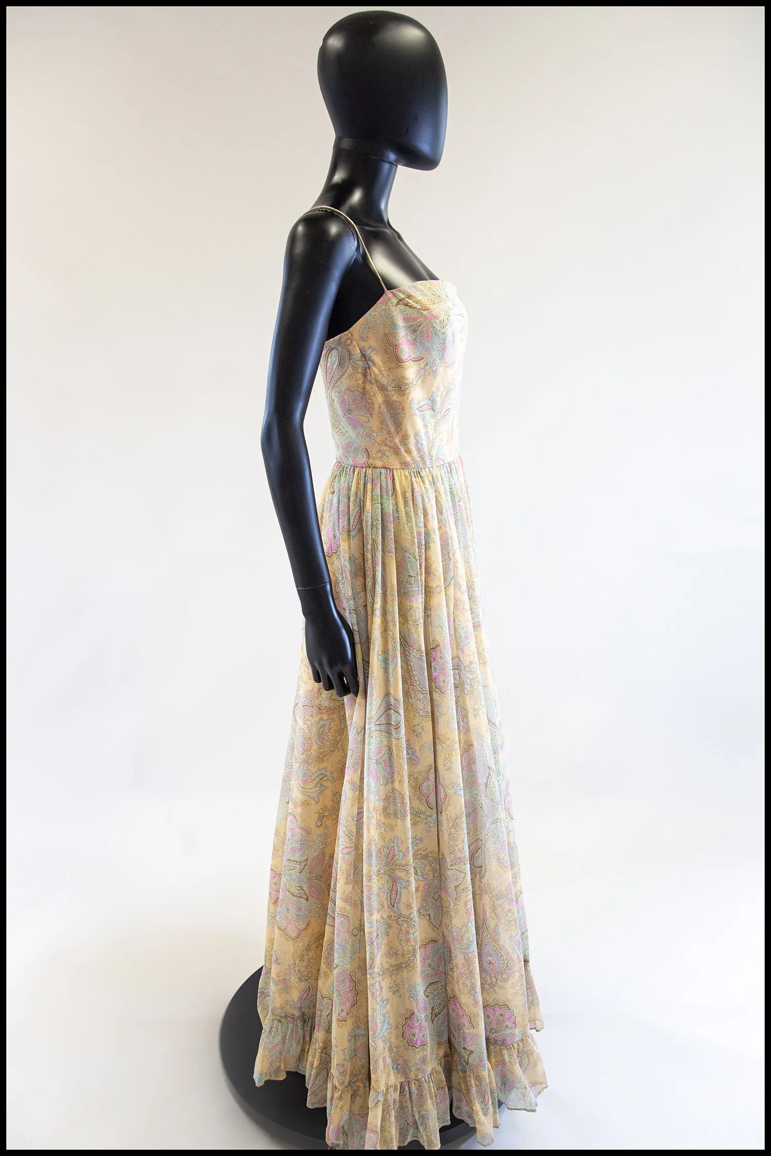 Vintage 1970s Paisley Print Maxi Dress and Jacket