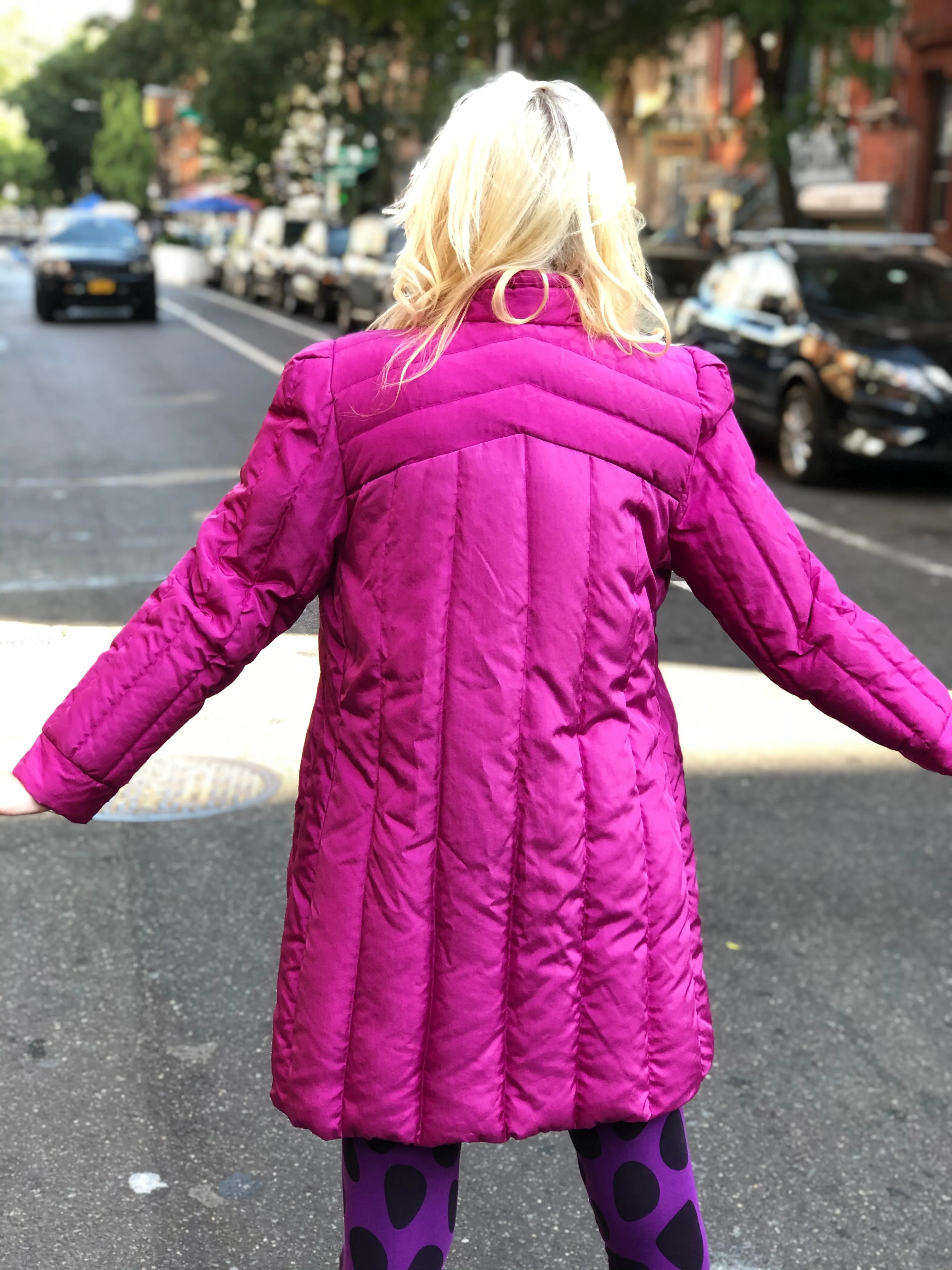 Vintage 80s Pink Puffer Mid Length Jacket