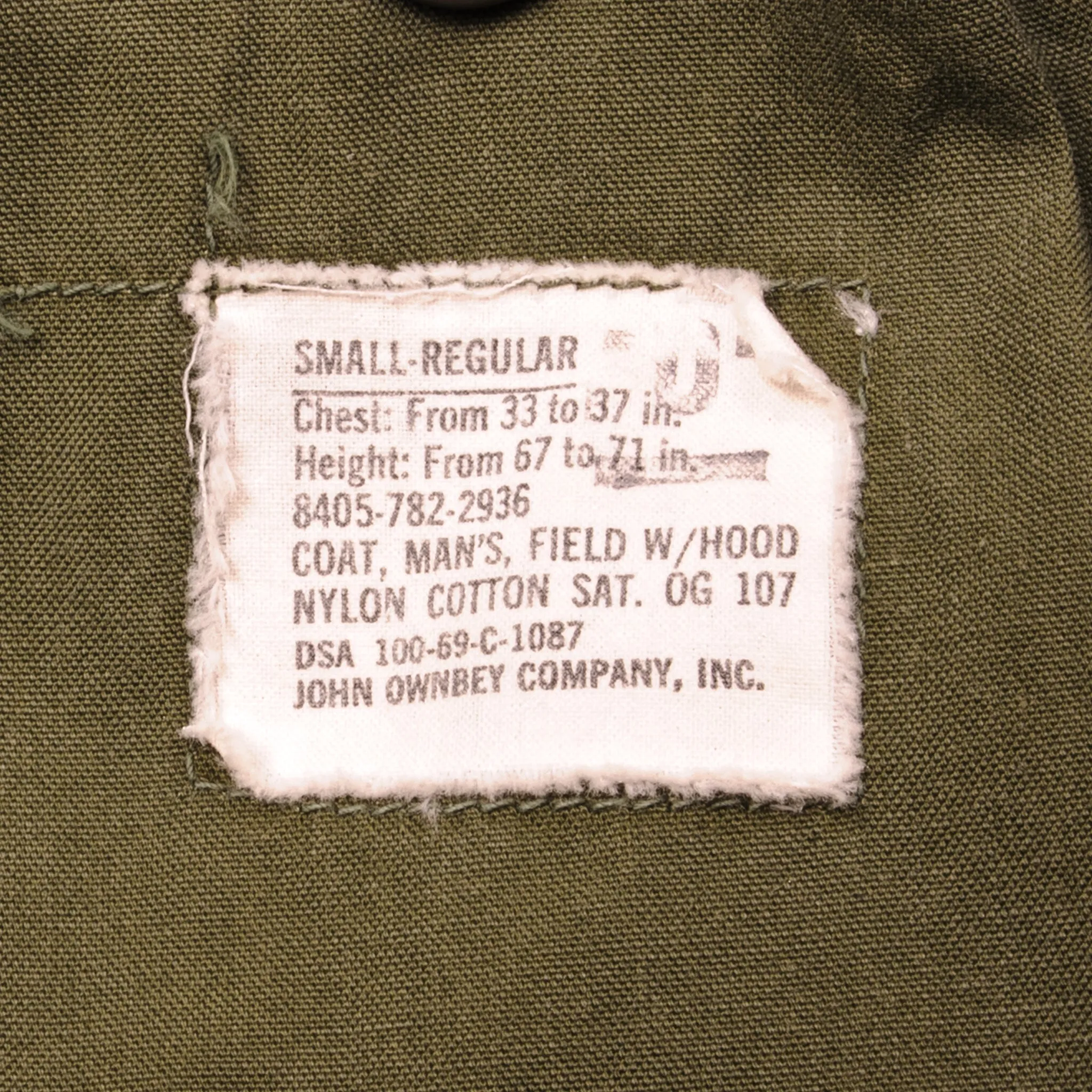 VINTAGE USMC M-1965 M65 FIELD JACKET 1969 VIETNAM WAR SIZE SMALL REGULAR