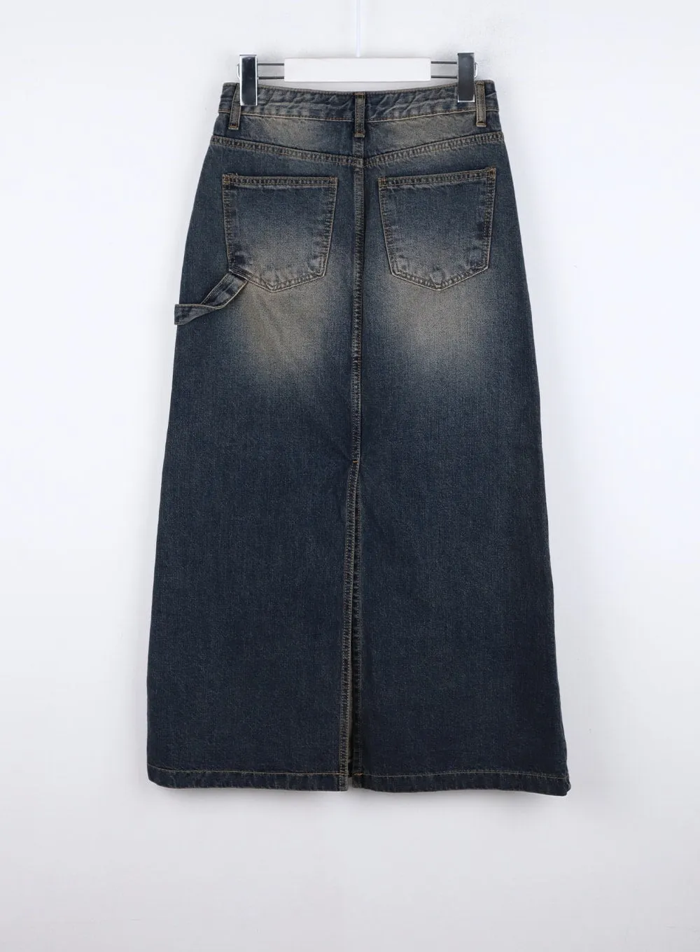 Vintage Washed Denim Maxi Skirt CO324