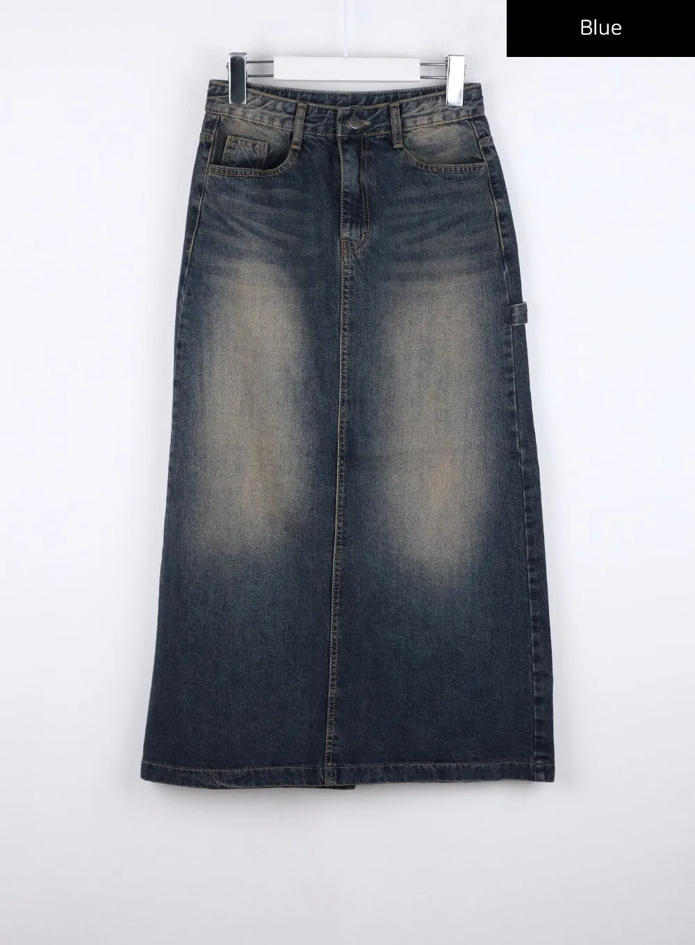 Vintage Washed Denim Maxi Skirt CO324