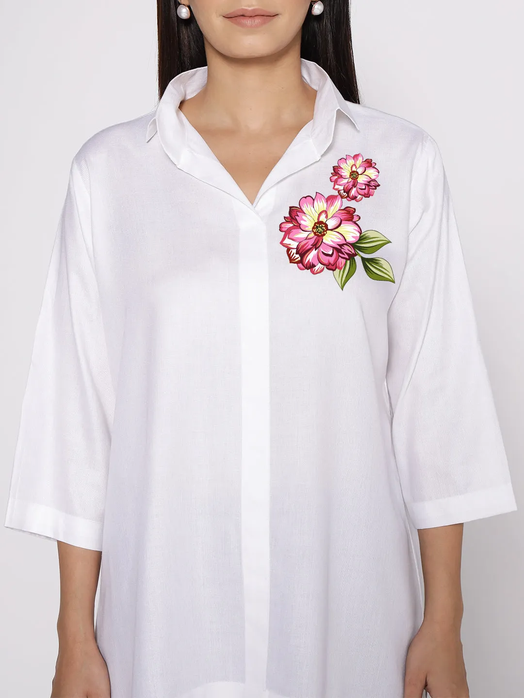 White Rayon ShirtTop - Viol