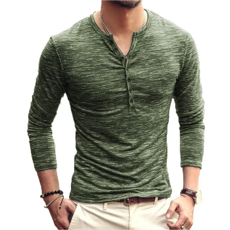 Wiaofellas Men's Henley T-shirt Short Sleeve Slim Fit Casual Tshirt Button Popular Knitting T Shirt For Male Top Summer Men's  Wear Clothes