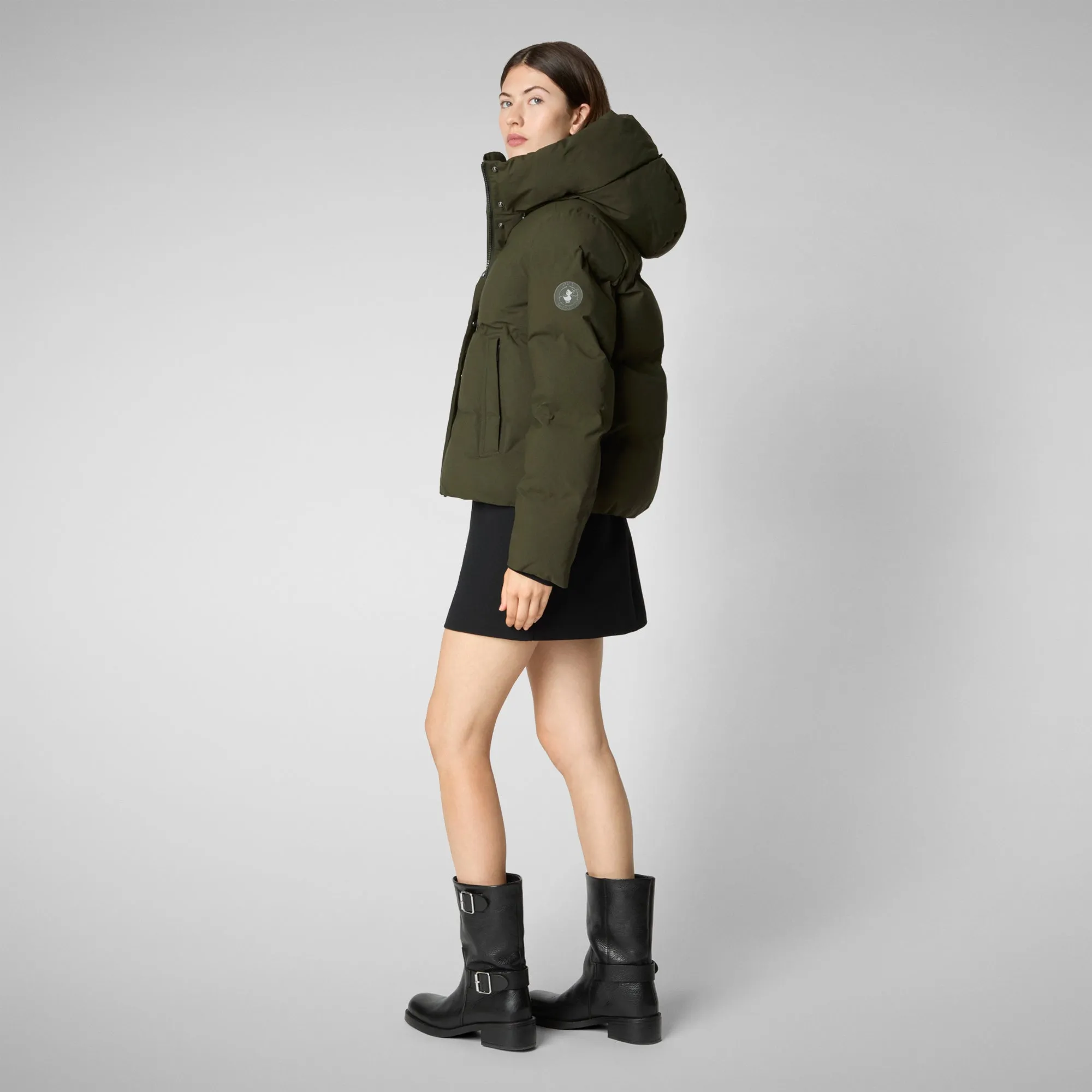 Woman's animal free puffer jacket Calliope in land green