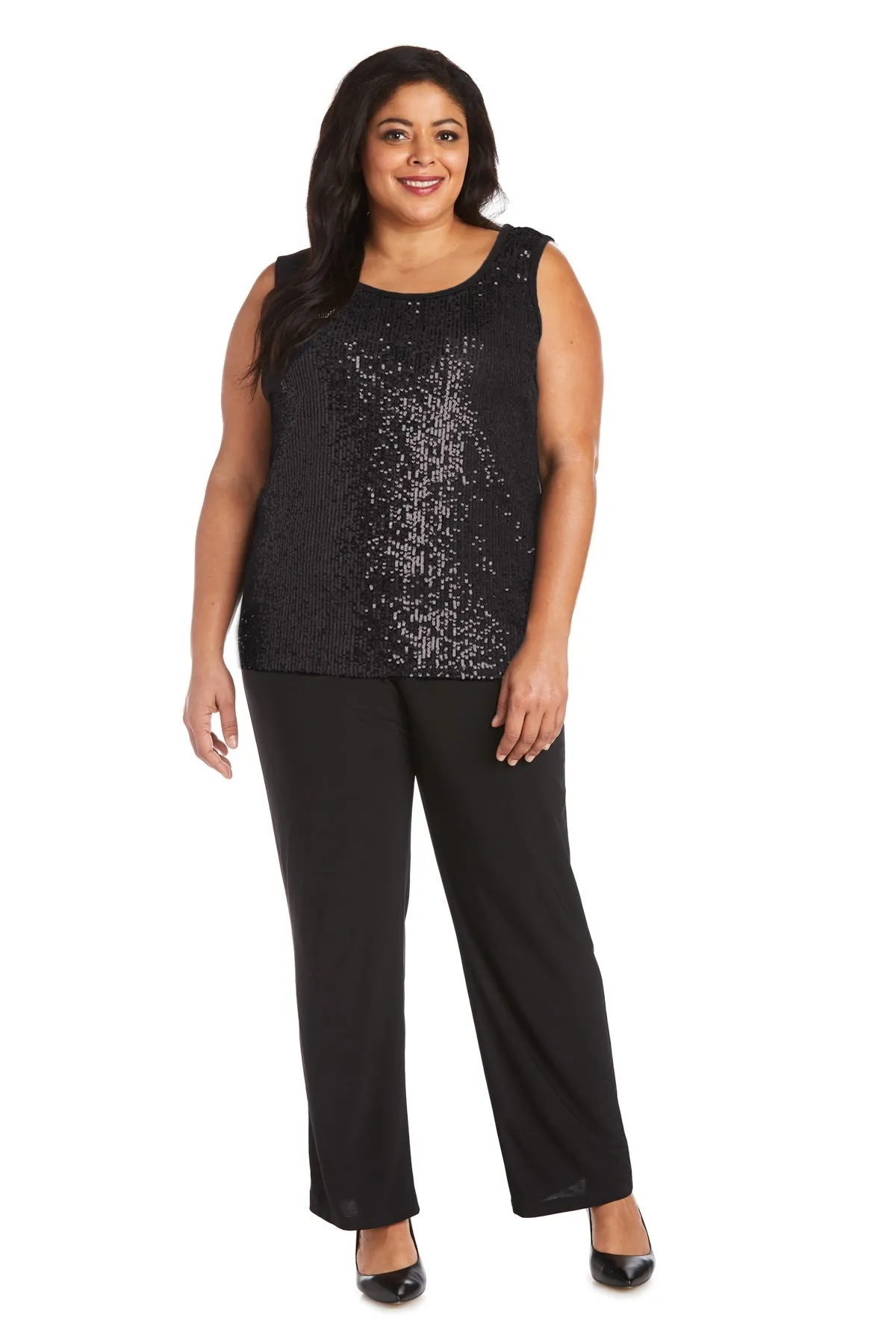 Women Plus Size Sequin Beaded Jacket and Pantsuit