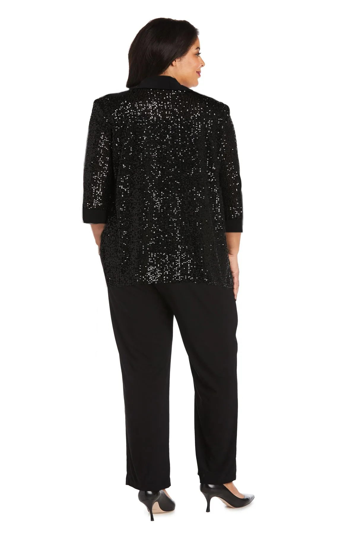 Women Plus Size Sequin Beaded Jacket and Pantsuit