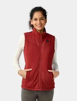 Women's Heated Fleece Vest - Red / Blue