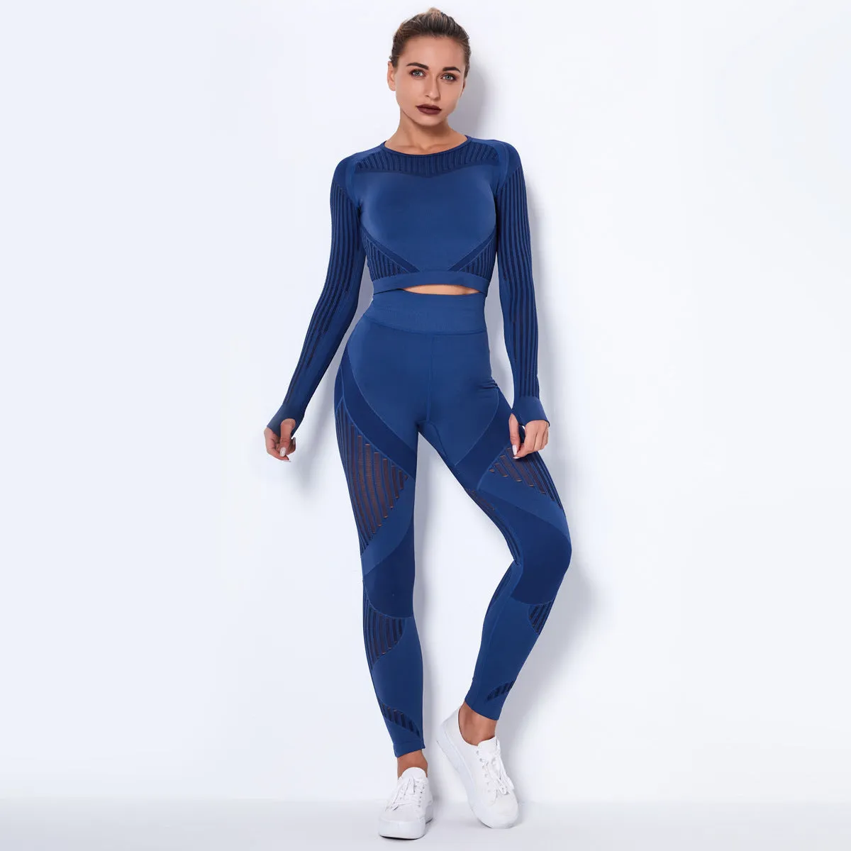 Women's long-sleeved yoga suit sports fitness running yoga pants