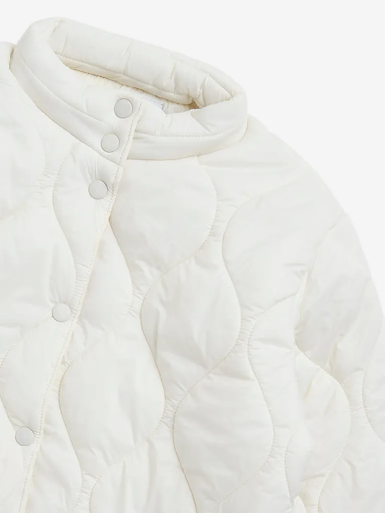 Y&F Kids Off-White Quilted Puffer Jacket