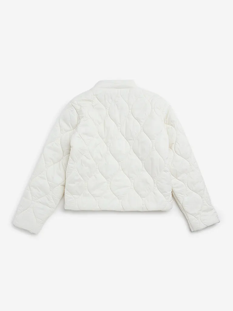 Y&F Kids Off-White Quilted Puffer Jacket